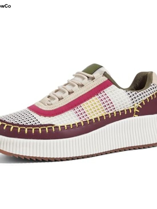 Shoes - Woven Platform Sneakers Chunky Tennis Shoes Anti-Slip